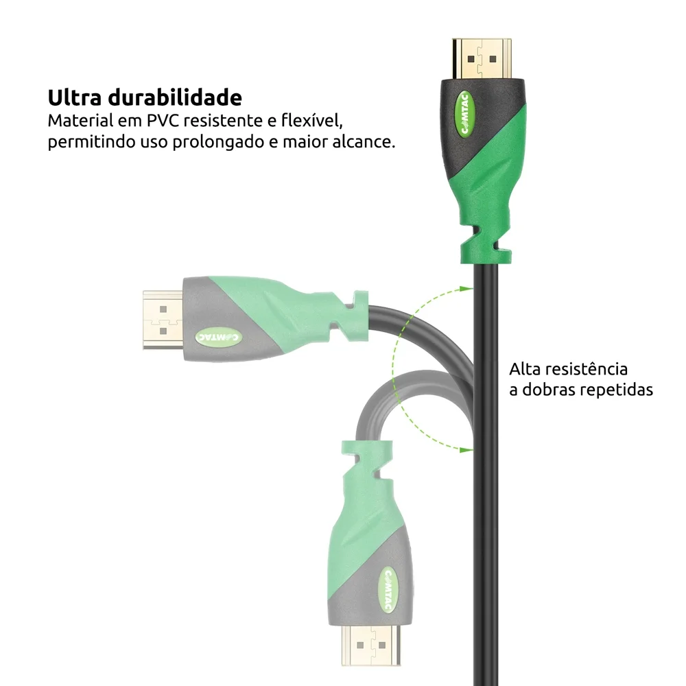 Imagem 2 de 5 do produto Cabo Comtac HDMI 2.0 4k Condutor De Cobre 1.8 Metro 9462