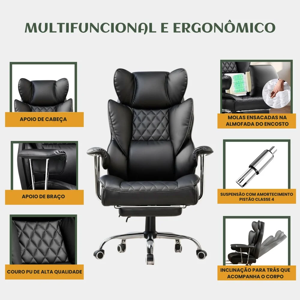 Imagem 4 de 5 do produto Cadeira Escritorio Luxemburgo Ergonômica Gamer Luxo