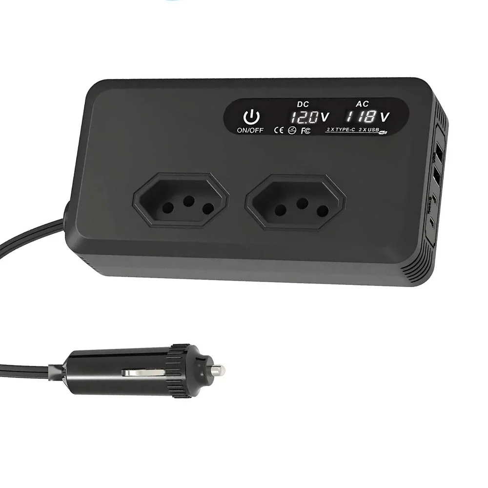 Inversor Conversor 400w 12v Para 110v Tomada 6 Conexões Porta Usb Turbo Tipo C