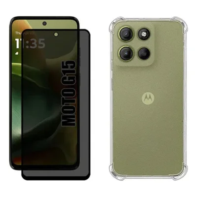 Capa Capinha Para Moto G15 + Película Privacidade Fosca 9d