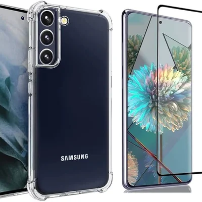 Kit Capa Transparente + Película 3d De Vidro Samsung Galaxy S22 Plus