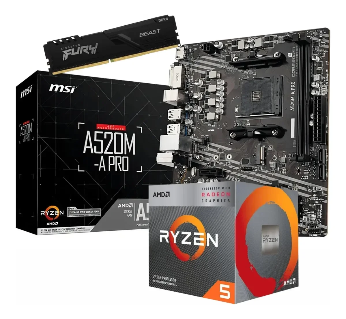Kit Upgrade Amd R5 3400g + A520m-a Pro Msi + 16gb Ram