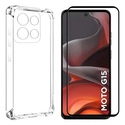 Capinha Para Moto G15 Anti Impacto + Película De Cerâmica 9d