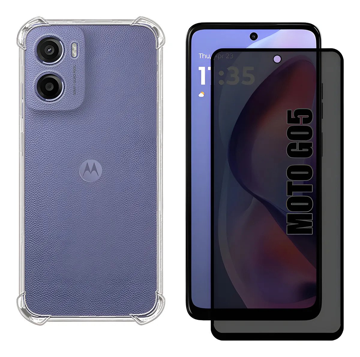 Película Privacidade Fosca 9d + Capinha Anti Choque Tpu Para Moto G05