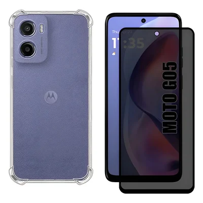 Película Privacidade Fosca 9d + Capinha Anti Choque Tpu Para Moto G05