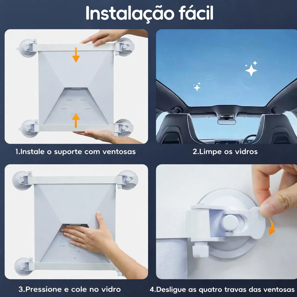 Imagem 2 de 5 do produto Suporte Compativel Com Starlink Mini Veicular Ventosas Para Carro Vidro Com 4 Ventosas