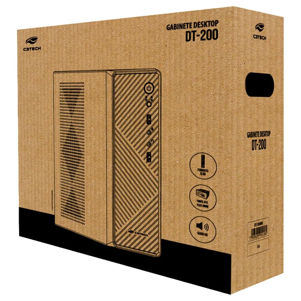 Imagem 4 de 4 do produto Gabinete C3tech, Slim, Com Fonte Flex 200w, Preto - Dtx Dt-200bk