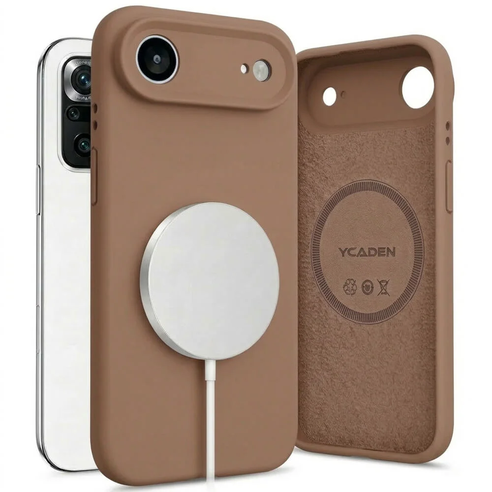Imagem 3 de 5 do produto Capa Capinha Protetora de Silicone com Interior em Microfibra Compatível com Magsafe para o iPhone 17 Air - Cor: Marrom