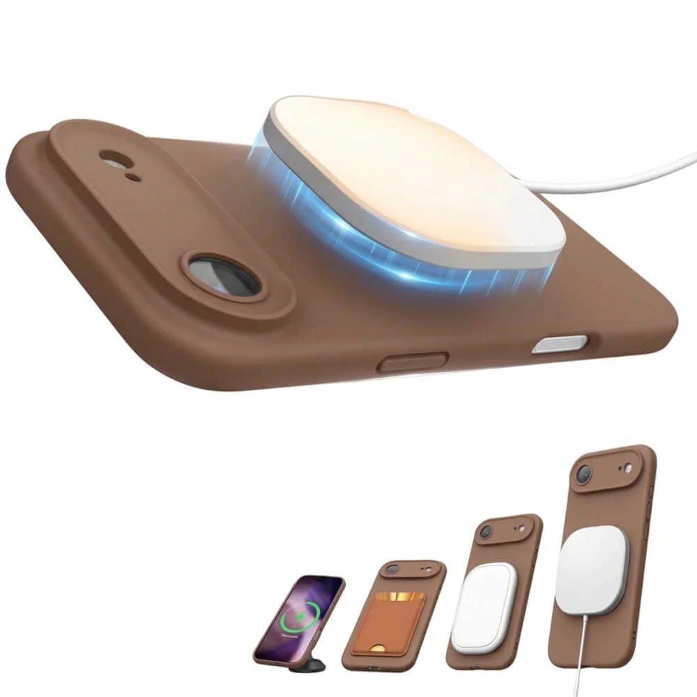 Imagem 5 de 5 do produto Capa Capinha Protetora de Silicone com Interior em Microfibra Compatível com Magsafe para o iPhone 17 Air - Cor: Marrom