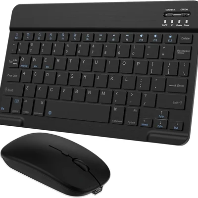 Teclado E Mouse Bluetooth Recarregável P/ Tablet E Celular
