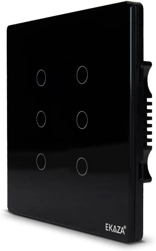 Imagem 3 de 5 do produto Interruptor Inteligente 6 Botões  4x4 Wifi Preto Compatível Google Home E Alexa Ekaza Ekat-t3074-6p