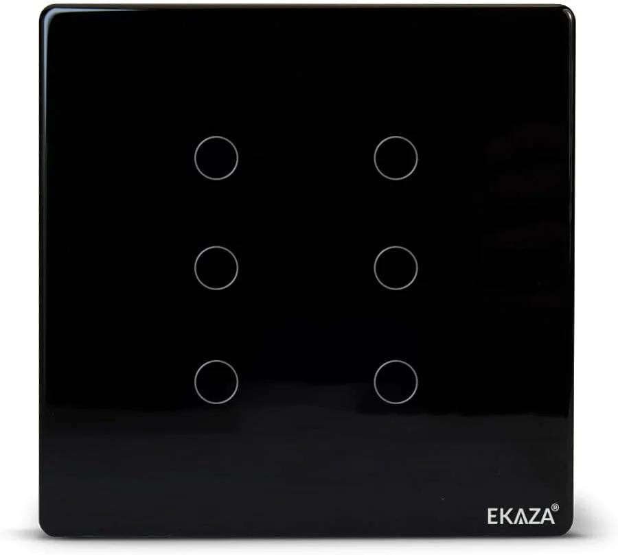 Imagem 4 de 5 do produto Interruptor Inteligente 6 Botões  4x4 Wifi Preto Compatível Google Home E Alexa Ekaza Ekat-t3074-6p
