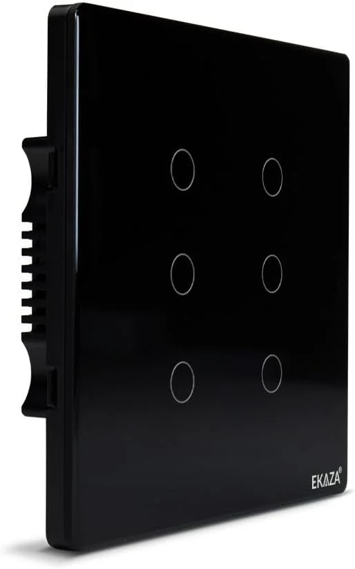 Imagem 5 de 5 do produto Interruptor Inteligente 6 Botões  4x4 Wifi Preto Compatível Google Home E Alexa Ekaza Ekat-t3074-6p