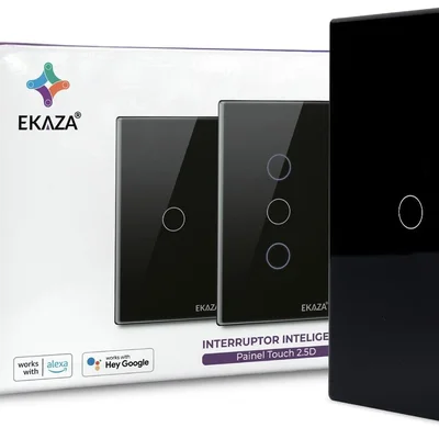 Interruptor Inteligente Wi-f 1 Botão 4x2 Preto Google Home E Alexa Ekaza  Ekat-t307-1p