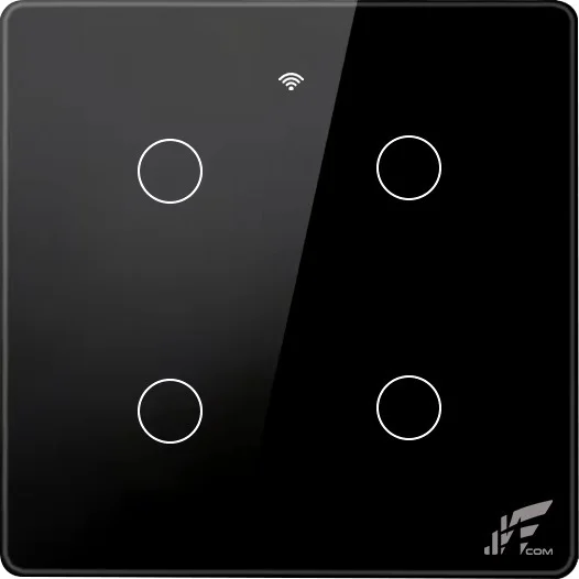 Imagem 5 de 5 do produto Interruptor Wifi Inteligente 4x4 4 Botões Smart Touch Alexa Preto Jwcom Sem Neutro