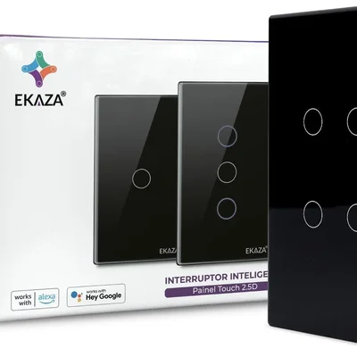 Interruptor Inteligente Wi-f 4 Botões 4x2 Preto Google Home E Alexa Ekaza  Ekat-t307-4p
