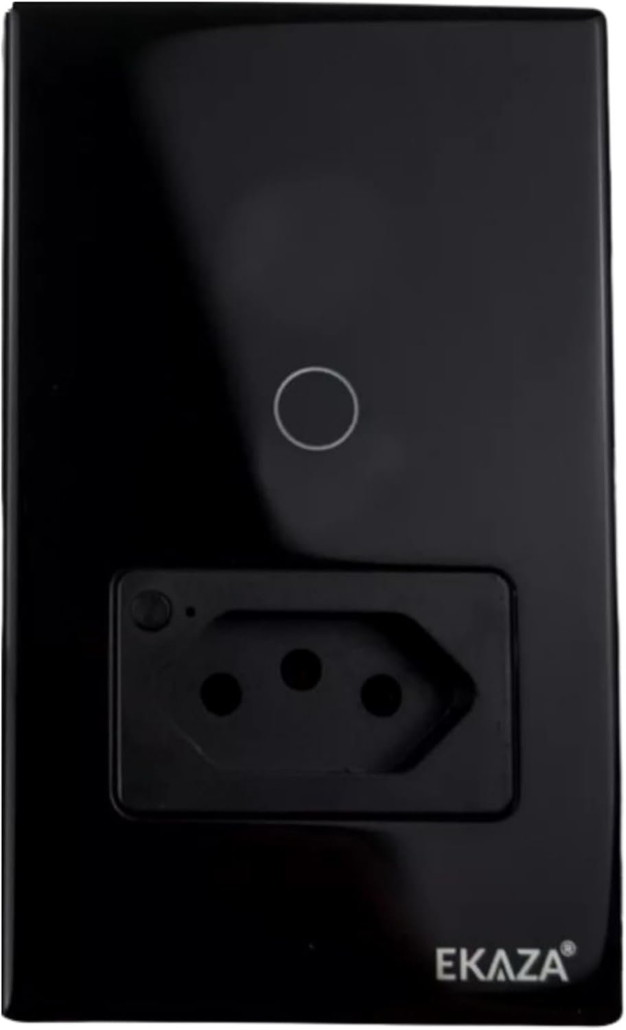 Interruptor Inteligente 1 Botão Touch C\ Tomada 20a Wi-fi Preto Google Home E Alexa Ekat-t218-1pb