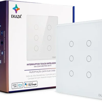 Interruptor Inteligente 6 Botões 4x4 Wifi Branco Compatível Google Home E Alexa Ekaza Ekat-t3074-6w