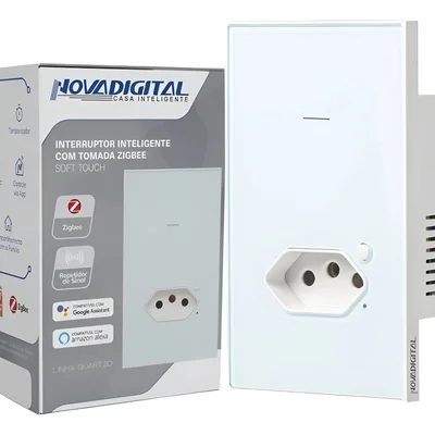 Interruptor Zigbee 1 Tecla Novadigital Quartzo C/ Tomada 20a Qz-wk-1w