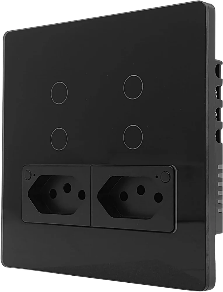 Imagem 3 de 5 do produto Interruptor Zigbee Inteligente Com 4 Teclas 2 Tomadas 10a Compativel Com Google Home  Alexa (preto)