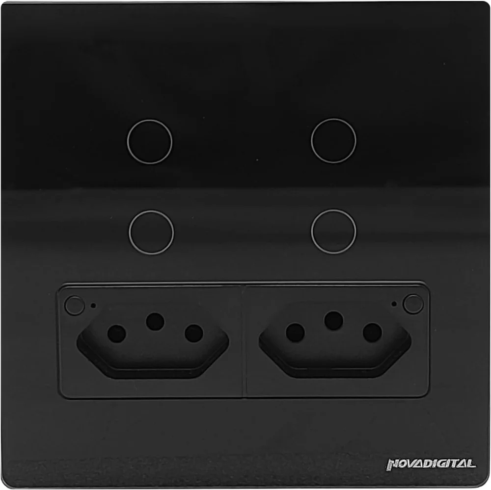 Imagem 5 de 5 do produto Interruptor Zigbee Inteligente Com 4 Teclas 2 Tomadas 10a Compativel Com Google Home  Alexa (preto)
