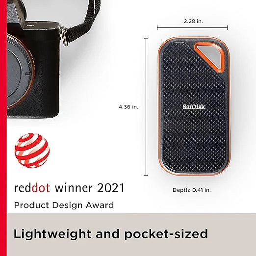 Imagem 2 de 4 do produto Sandisk SSD Portátil Extreme Pro De 1 Tb - Até 2000 Mb/s - Usb-c, Usb 3.2 Gen 2x2 - Unidade De Estado Sólido Externa - Sdssde81-1t00-g25, Preto