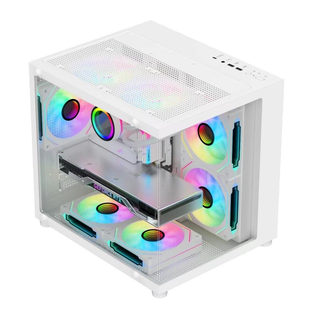 Gabinete Gamer Aquário M-atx - Usb Tipo C - Branco G-fire- Vidro, Sem Fonte/fans, Cg300w