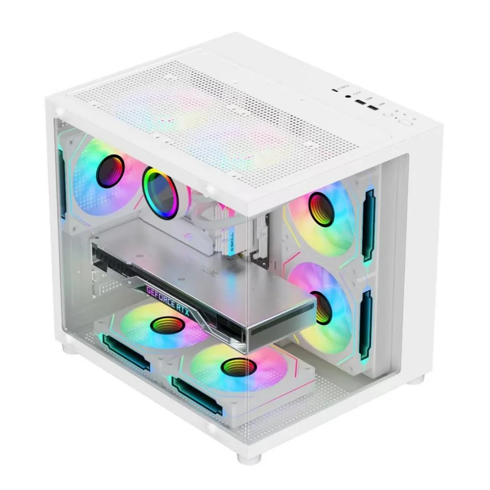 Gabinete Gamer Aquário M-atx - Usb Tipo C - Branco G-fire- Vidro, Sem Fonte/fans, Cg300w