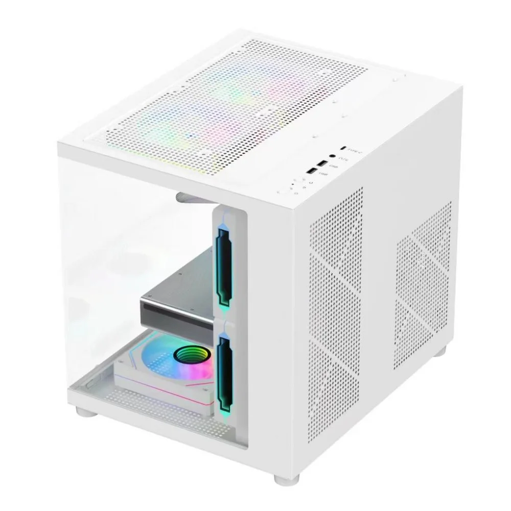 Imagem 3 de 4 do produto Gabinete Gamer Aquário M-atx - Usb Tipo C - Branco G-fire- Vidro, Sem Fonte/fans, Cg300w