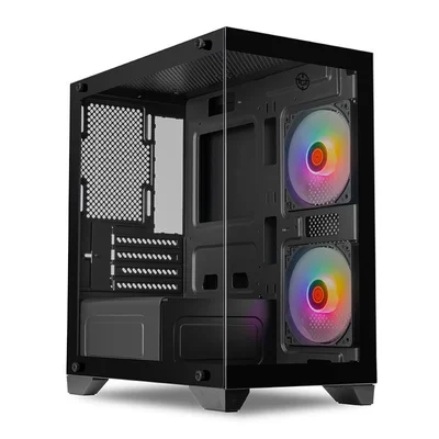 Gabinete Gamer Tgt Gladiator 2 Fans S/fonte Rainbow Midtower Lateral Vidro Preto - Tgt-gld-bk