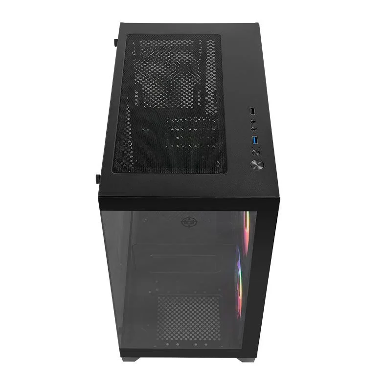 Imagem 5 de 5 do produto Gabinete Gamer Tgt Gladiator 2 Fans S/fonte Rainbow Midtower Lateral Vidro Preto - Tgt-gld-bk