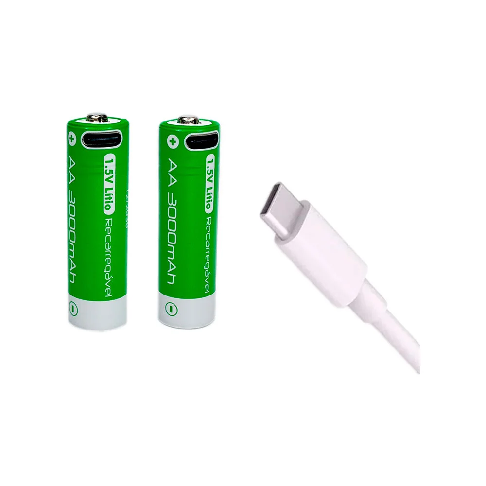 Kit C/ 2 Pilhas Flexgold Recarregáveis Aa 1.5v 3000 Mah - Ac3150