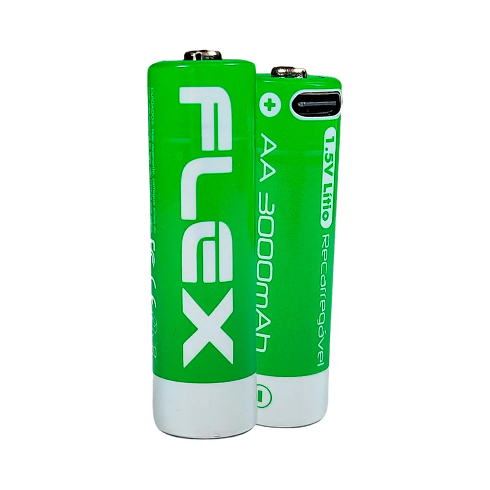 Kit C/ 2 Pilhas Flexgold Recarregáveis Aa 1.5v 3000 Mah - Ac3150