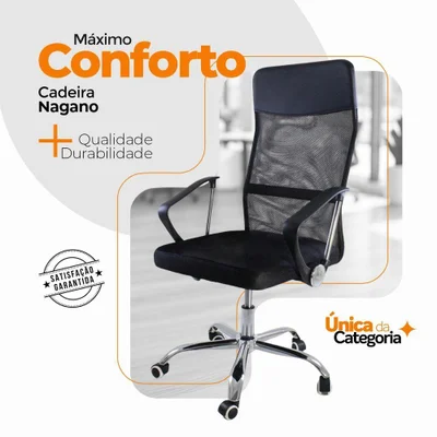 Cadeira De Escritório Nagano Oficial Giratória Preto — foto 4