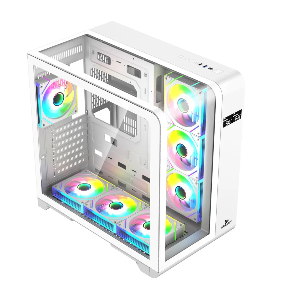 Imagem 4 de 4 do produto Gabinete Gamer Mid Tower Vidro Temperado Curvado White Atx/m-atx/itx Sem Fonte Com 4 Fans RGB Plus D-atx05