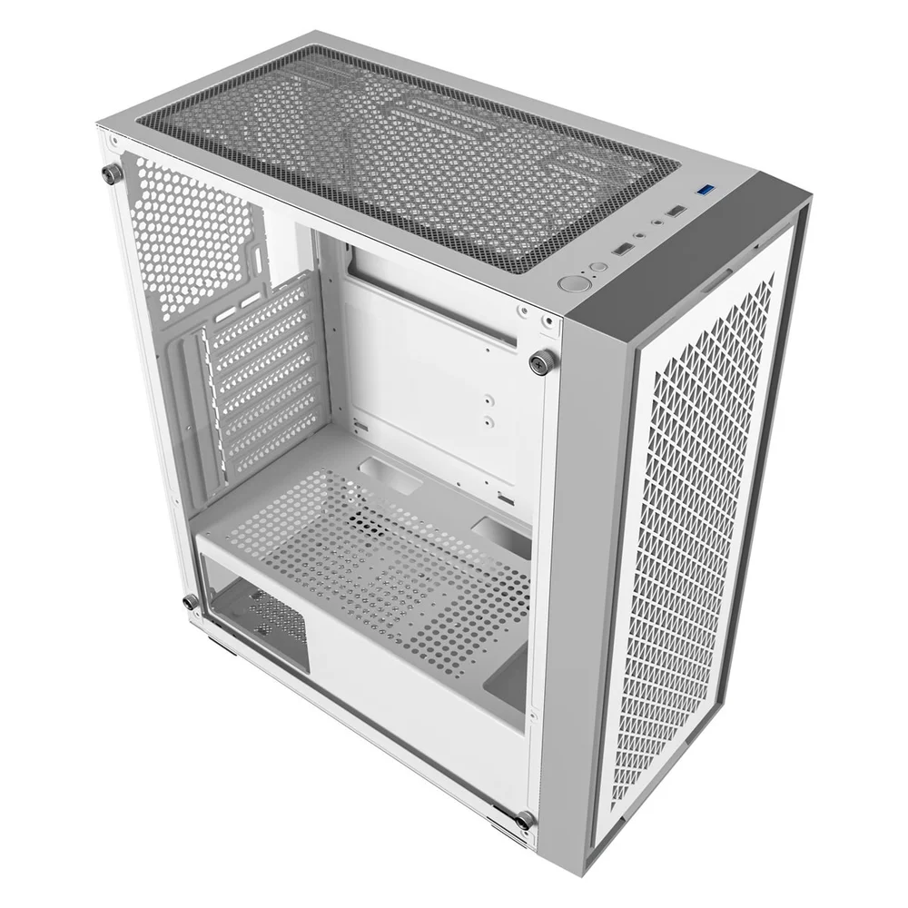 Imagem 3 de 3 do produto Gabinete Gamer Bluecase Bg-050 X-frame, Sem Fonte, 3 Fans, ARGB, Lateral De Vidro, Branco E Cinza