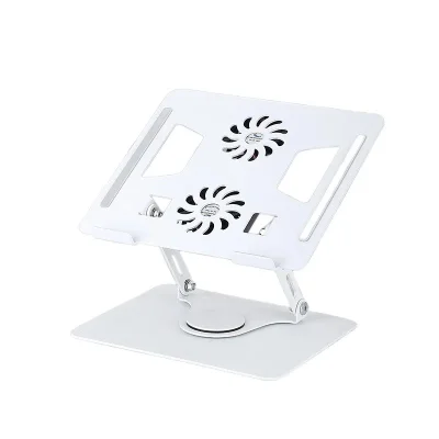 Suporte Com 2 Coolers Alumínio Base 360° Macbook Notebook