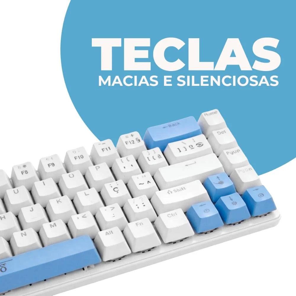 Imagem 2 de 5 do produto Teclado Gamer Mecânico RGB Compacto 68 Teclas, Cabo Usb-c Removível, Ideal Para Jogos E Trabalho, Alta Performance