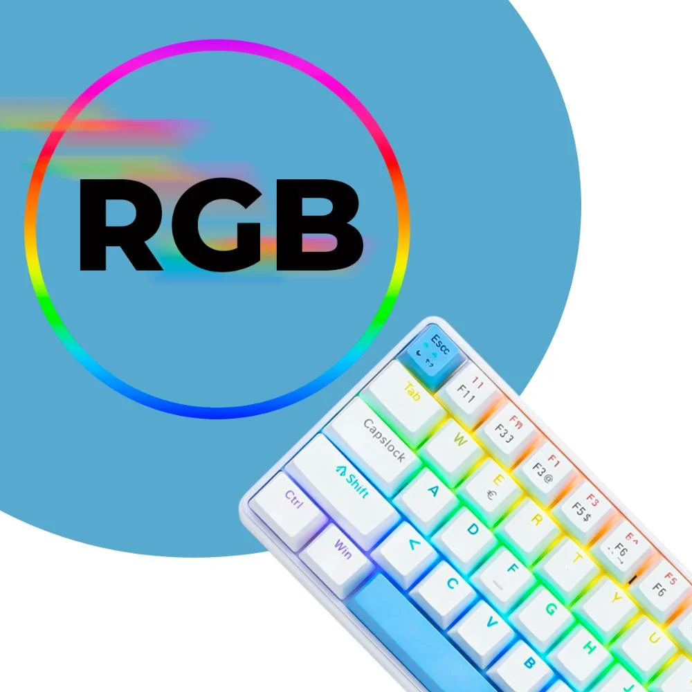 Imagem 3 de 5 do produto Teclado Gamer Mecânico RGB Compacto 68 Teclas, Cabo Usb-c Removível, Ideal Para Jogos E Trabalho, Alta Performance
