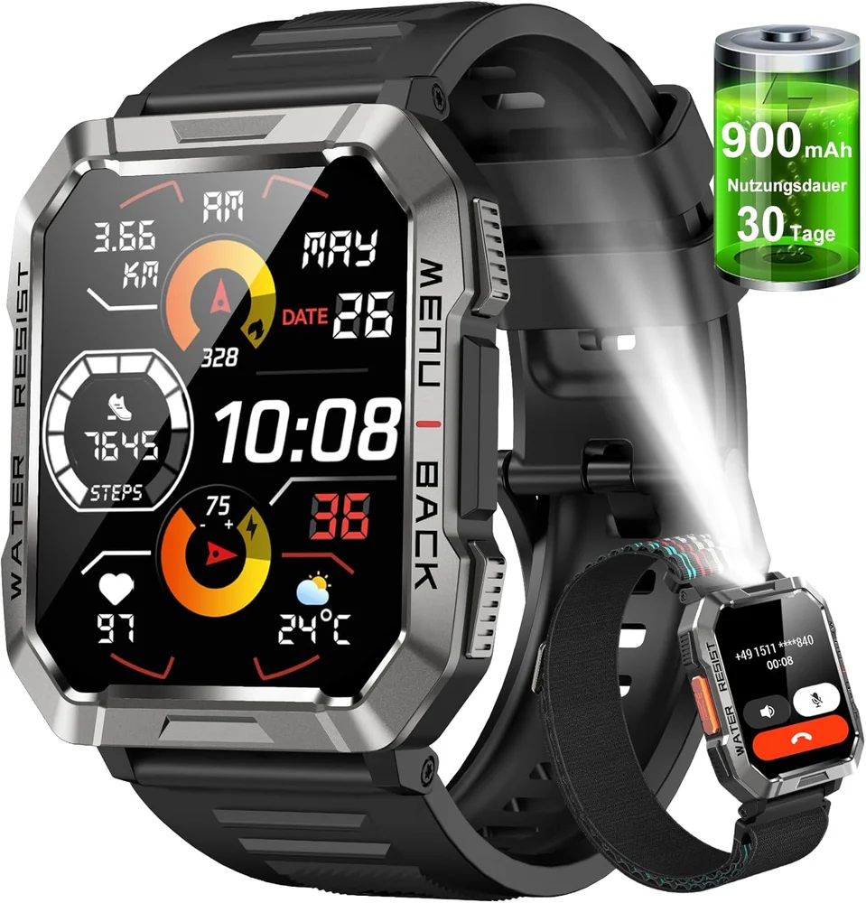 Relógio Inteligente Militar Masculino,my Watch De Chamadas Bluetooth,bateria De 100 Dias 4