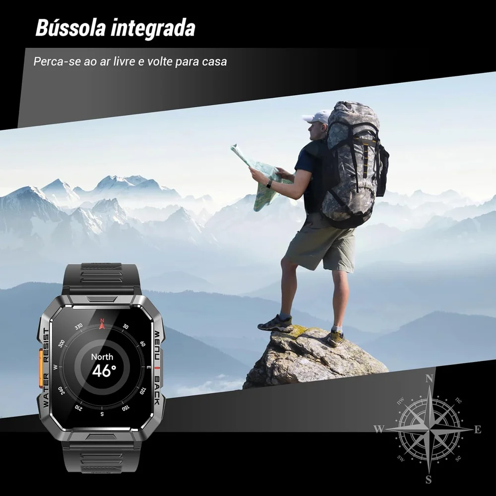 Relógio Inteligente Militar Masculino,my Watch De Chamadas Bluetooth,bateria De 100 Dias 5