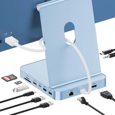 Dock Station Hub 11 Em 1 Para Imac 24 " 2021/2023/2024 - Azul