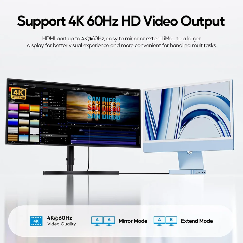 Imagem 2 de 5 do produto Dock Station Hub 11 Em 1 Para Imac 24 " 2021/2023/2024 - Azul