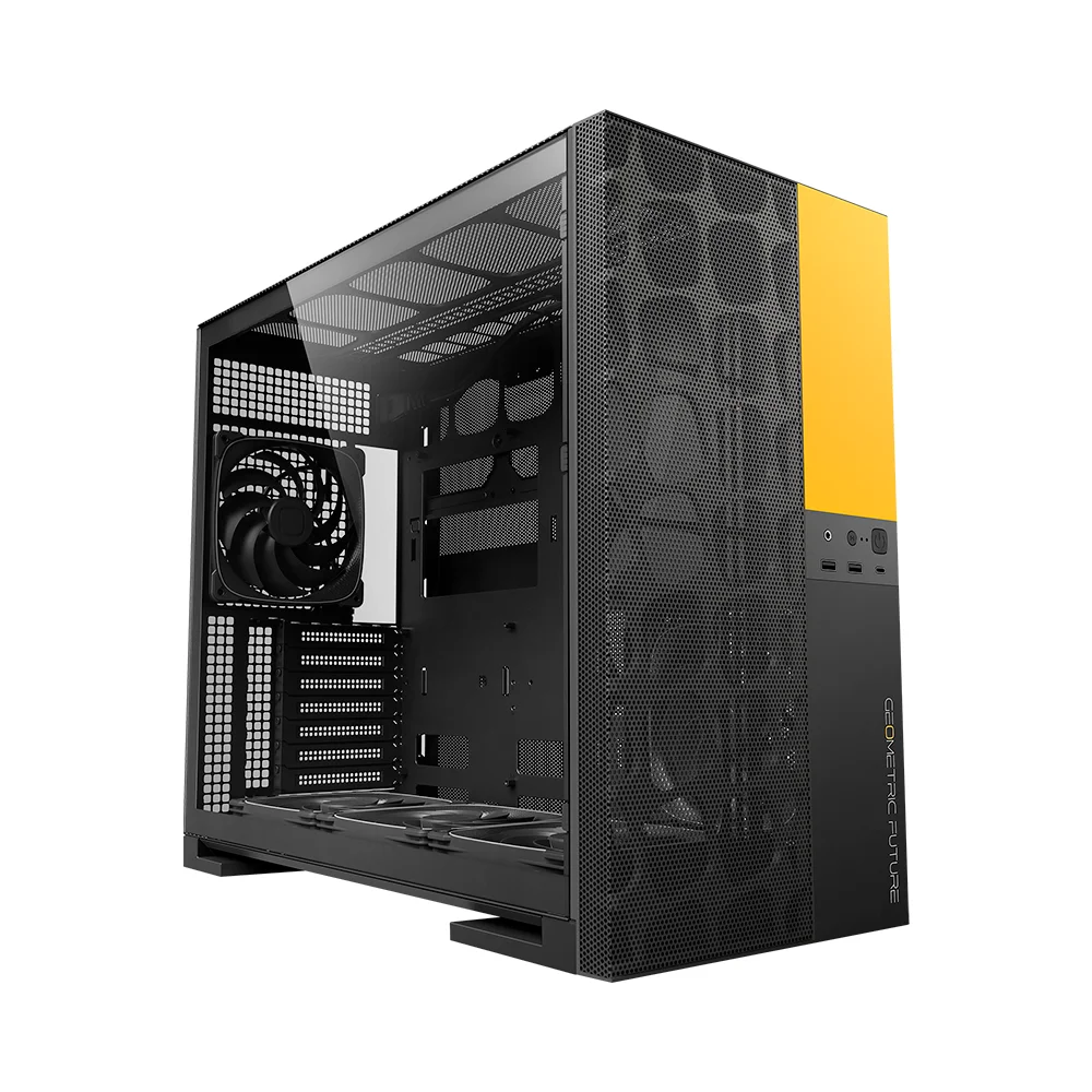 Gabinete Gamer Geometric Future Model 5 Vent Com Fans Preto E Amarelo Gabinete Gamer Geometric Future Model 5 Vent Com Fans Preto E Amarelo