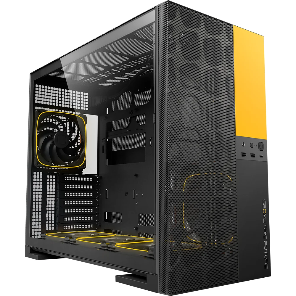 Gabinete Gamer Geometric Future Model 5 Vent Com Fans Preto E Amarelo Gabinete Gamer Geometric Future Model 5 Vent Com Fans Preto E Amarelo