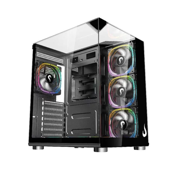 Gabinete Gamer Rise Mode Galaxy Full Glass X Mid Tower Vidro Temperado USB 3.0 S/ Fan Preto - RM-CA-FGX-B