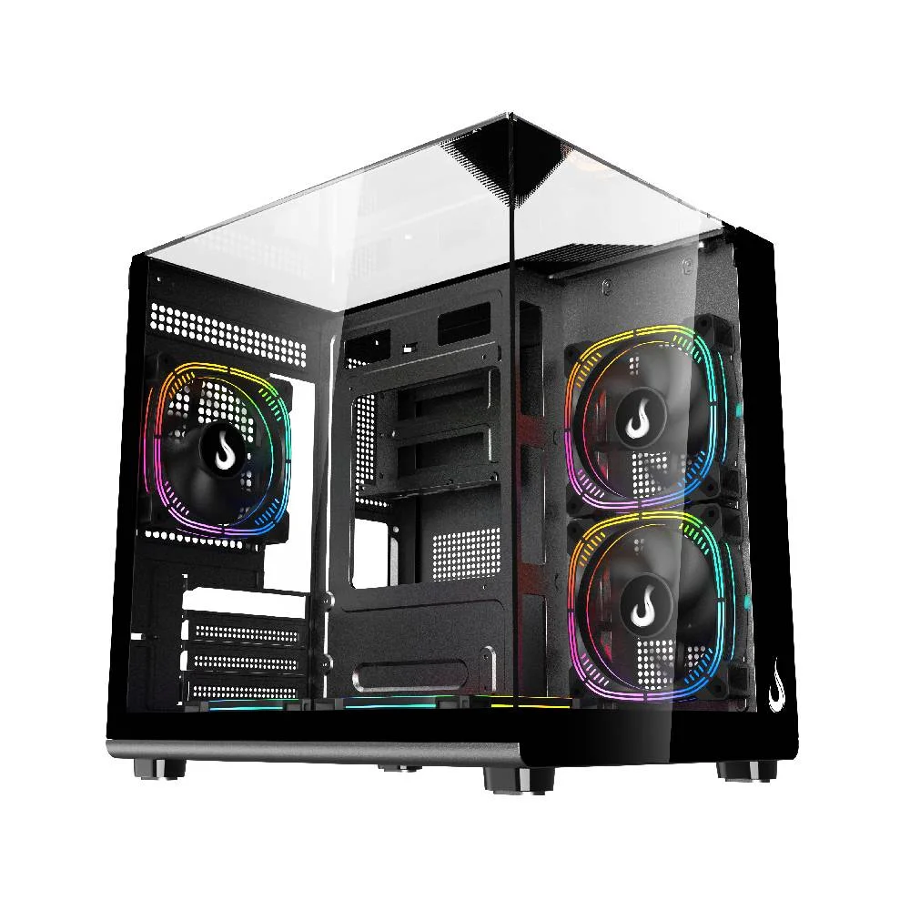 Gabinete Gamer Rise Mode Galaxy Full Glass X Mini Vidro Temperado USB 3.0 S/ Fan Preto - RM-CA-FGXN-B
