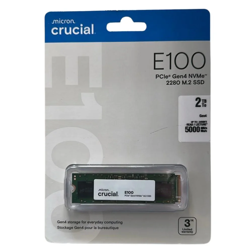 SSD Crucial E100 2TB Nvme PCie 4.0 5000mb/s