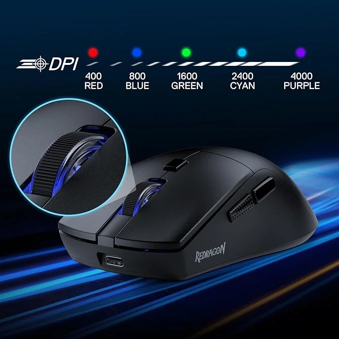 Imagem 3 de 5 do produto Mouse Gamer Redragon Azzmach Lite Tri-mode Ultra-leve Preto M618-lit