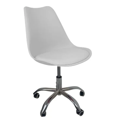 Cadeira Office Base Cromada Com Rodizio Giratória Saarinen